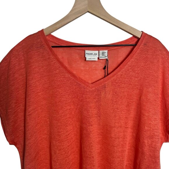 Rachel Zoe 100% Linen XL Blouse Loose Fit Top Stretch Orange Summer Lightweight - Picture 3 of 7